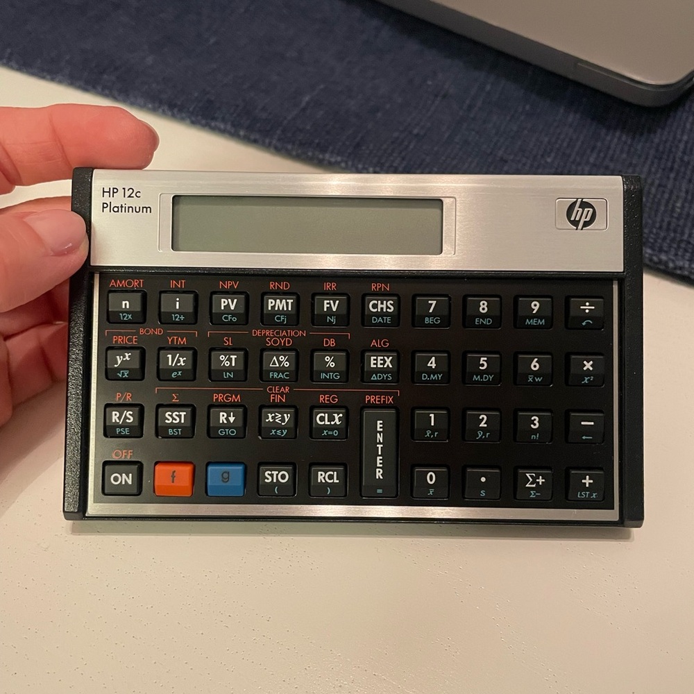 HP Silver and Black Office Calculator with RPN Layout